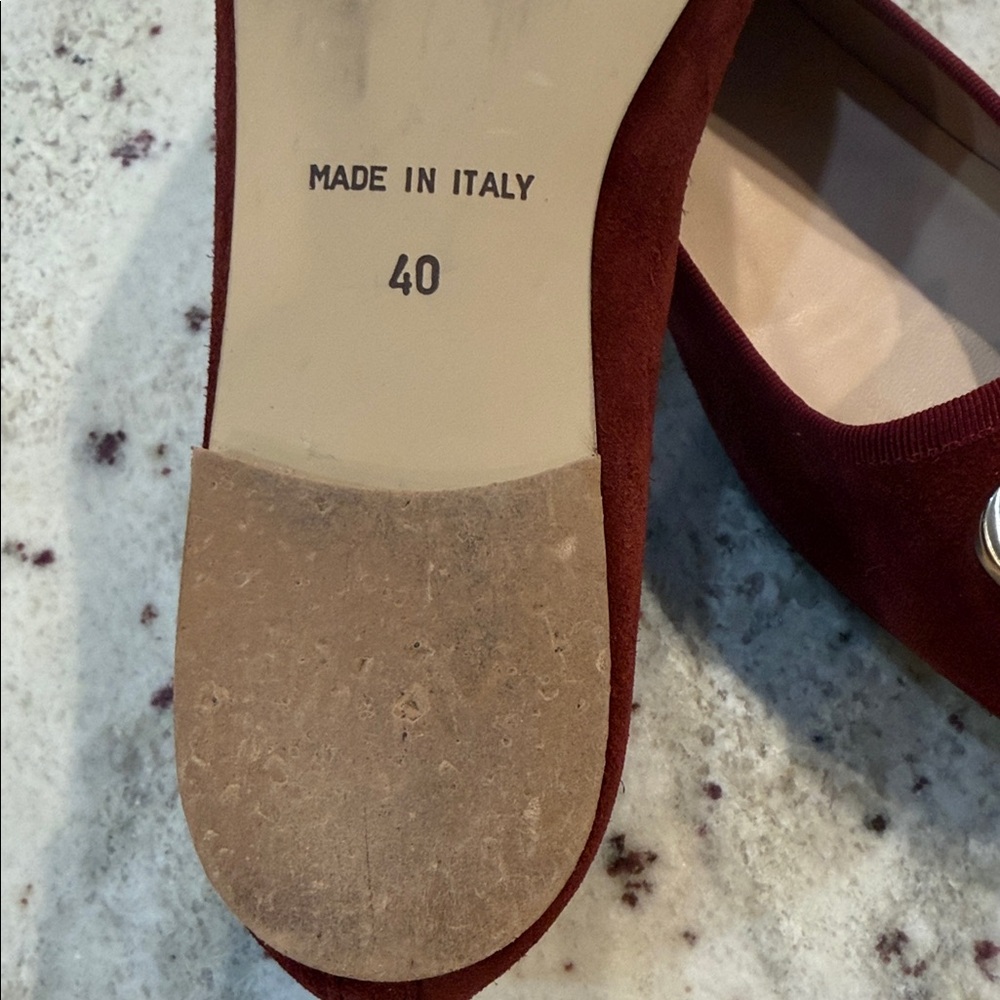 Avellini Burgundy Flats with Gold Buckle - Picture 5 of 10
